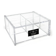 Isaac Jacobs 4-Compartment Square Clear Acrylic Organizer with Lid (5.75" L x 5.75" W x 2.75" H), Multi-Sectional Tray, Stackable, Storage Solution for School, Craft, Office Supplies, Kitchen & More