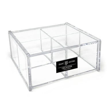 Isaac Jacobs 4-Compartment Square Clear Acrylic Organizer with Lid (5.75