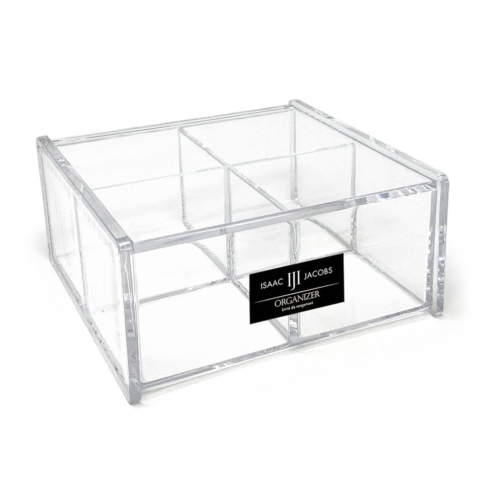 Isaac Jacobs 4-Compartment Square Clear Acrylic Organizer with Lid (5.75