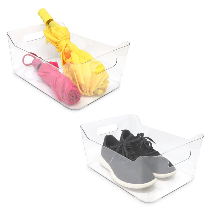 Isaac Jacobs Clear Storage Bins w/Handles, Plastic Box Set, Home, Office, Fridge, Freezer, Kitchen, Pantry Organization Container, BPA-Free/Food Safe