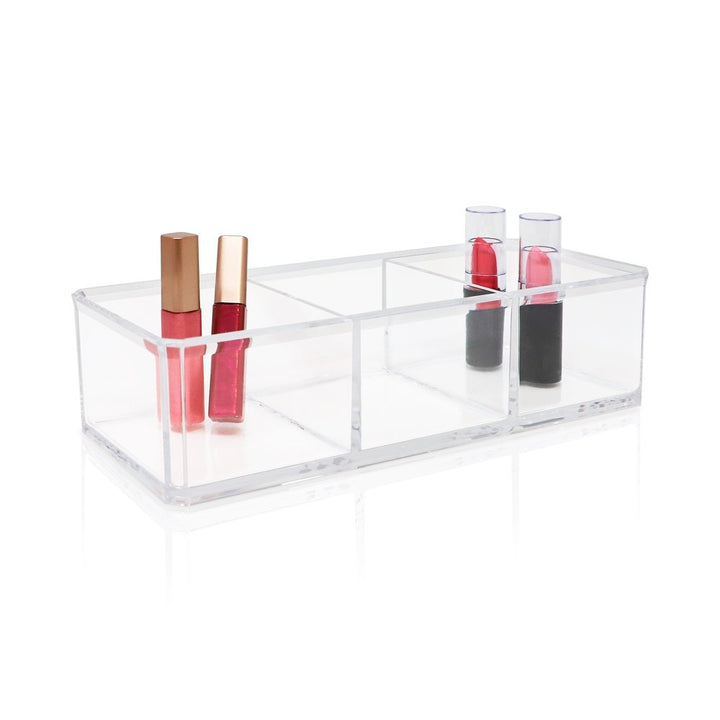 Isaac Jacobs Clear Acrylic 3-Section Organizer- Three Compartment Drawer Tray and Storage Solution for Office, Bathroom, Kitchen, Supplies, and More