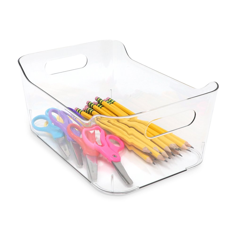 Isaac Jacobs Clear Storage Bins w/Handles, Plastic Box Set, Home, Office, Fridge, Freezer, Kitchen, Pantry Organization Container, BPA-Free/Food Safe