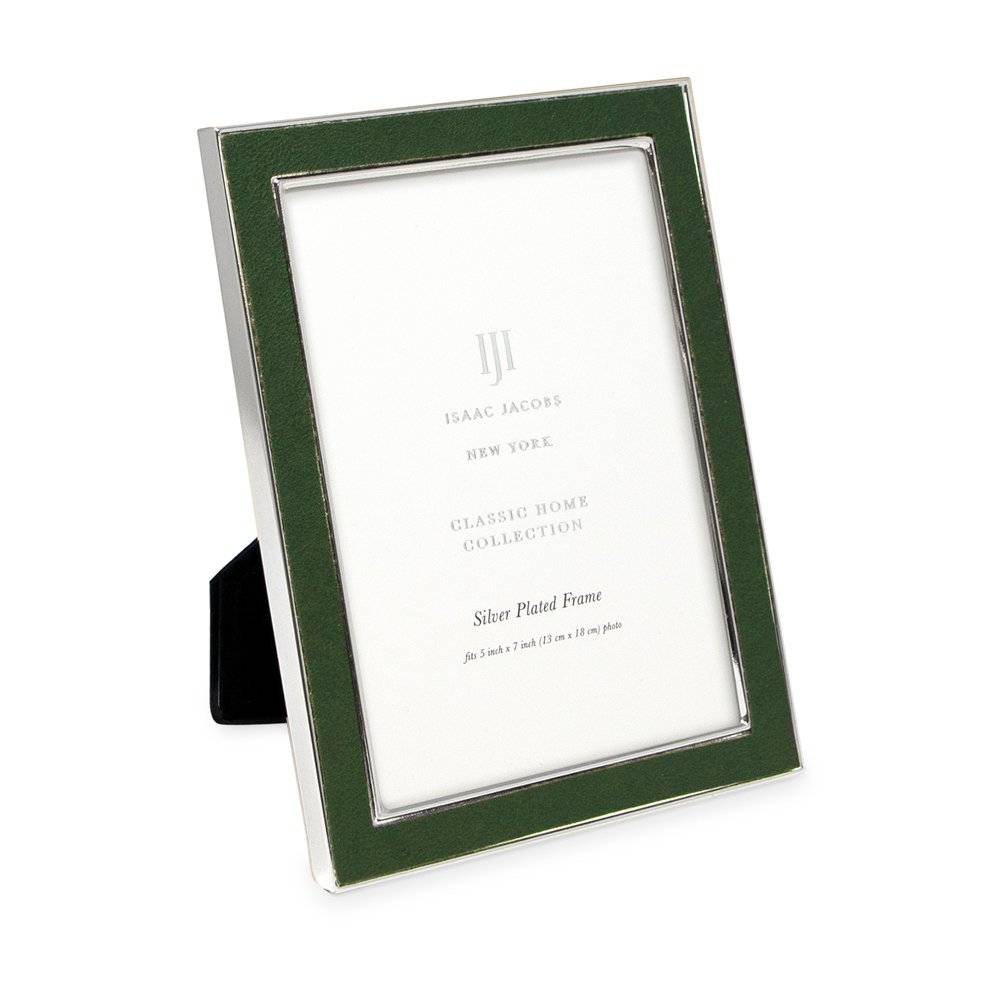 Isaac Jacobs Leather with Metal (Vertical & Horizontal) Picture Frame, Suede Border w/ Black Fabric Easel, Wall-Mountable, Made For Tabletop, Photo Gallery