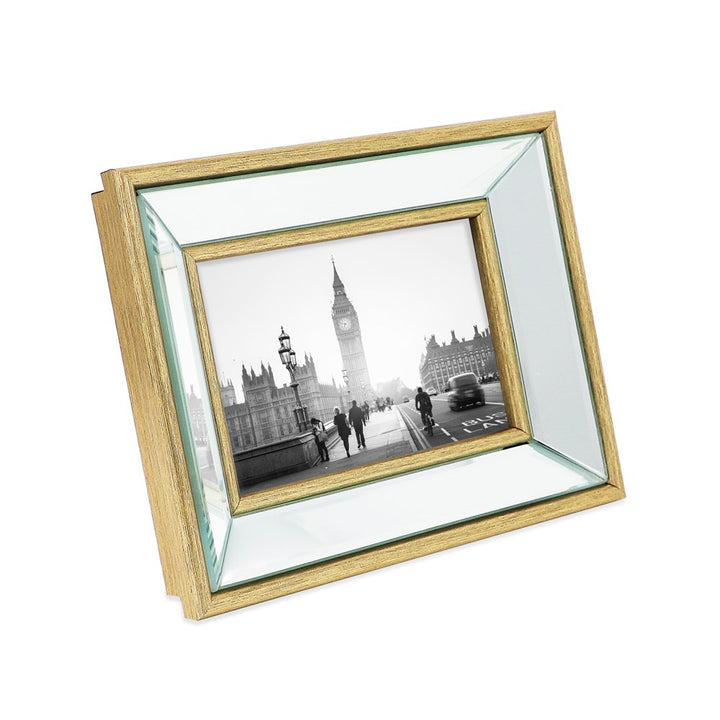Isaac Jacobs Beveled Mirror Picture Frame - Classic Mirrored Frame with Deep Slanted Angle Made for Wall Décor Display, Photo Gallery and Wall Art