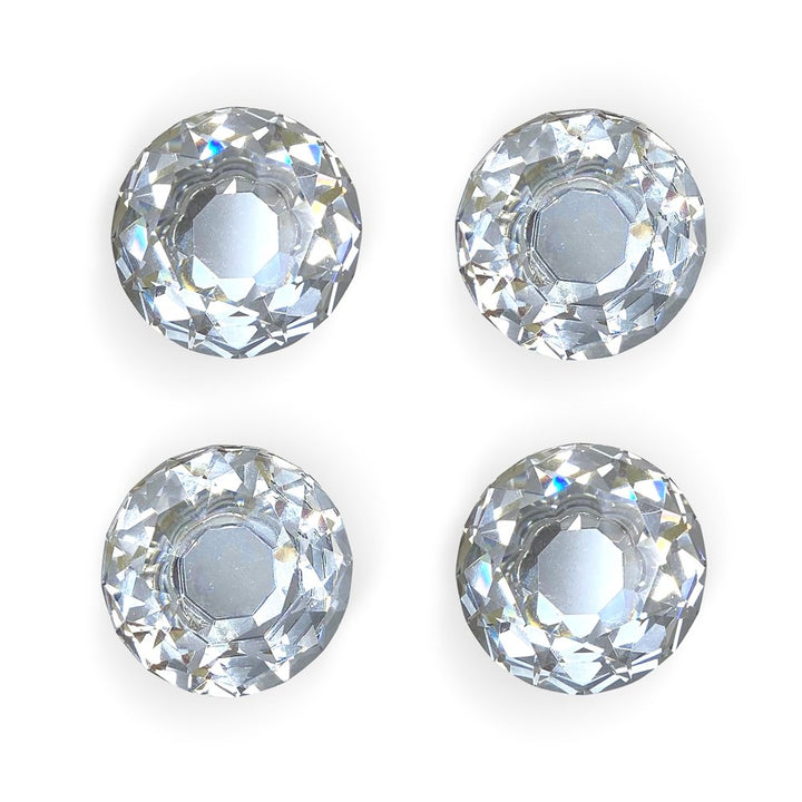 Isaac Jacobs Classic Round Shape (35 MM) Crystal Knobs Set, Cabinet Knobs with Screws, Drawer Pulls, Glass, for Dresser, Bathroom, Bedroom, Kitchen, Living Room &amp; More