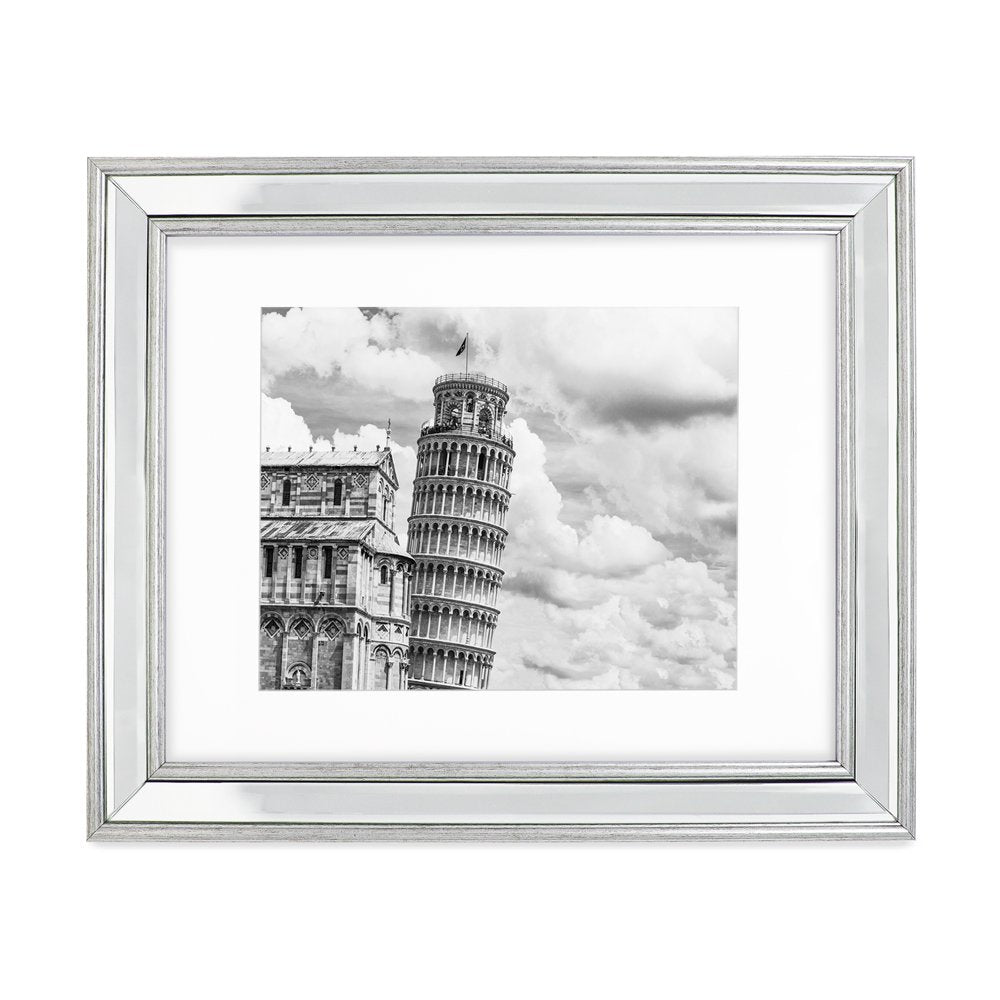 Isaac Jacobs Beveled Mirror Picture Frame - Classic Mirrored Frame with Slight Slanted Angle Made for Wall Décor Display, Photo Gallery and Wall Art