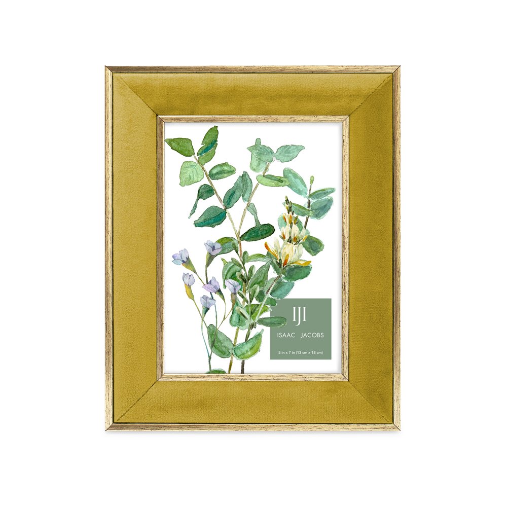 Isaac Jacobs Velvet Picture Frame with Metallic Double Border, Photo Frame, Horizontal &amp; Vertical, Made for Tabletop &amp; Wall Display, for Home and Office