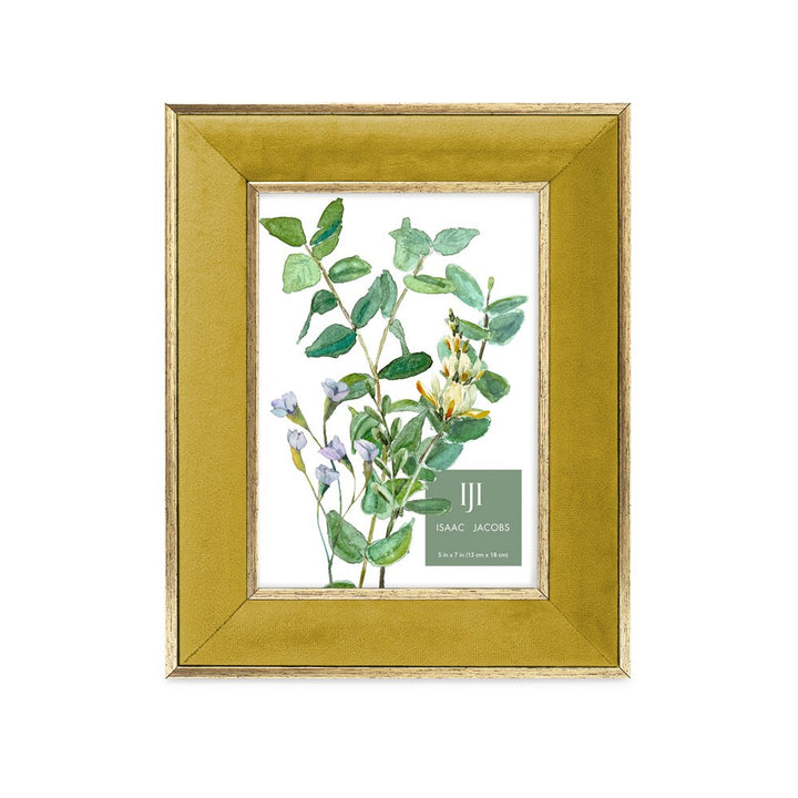 Isaac Jacobs Velvet Picture Frame with Metallic Double Border, Photo Frame, Horizontal &amp; Vertical, Made for Tabletop &amp; Wall Display, for Home and Office