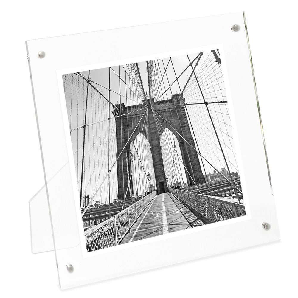 Isaac Jacobs Clear Plain Acrylic Picture Frame, Magnetic Photo Frame, Made for Tabletop Display with Two-Way Easel