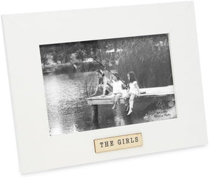 Isaac Jacobs Wood Sentiments "The Girls" Picture Frame, Horizontal Keepsake Photo Frame with Easel and a Hanging Tab for Tabletop, Desktop & Wall Display