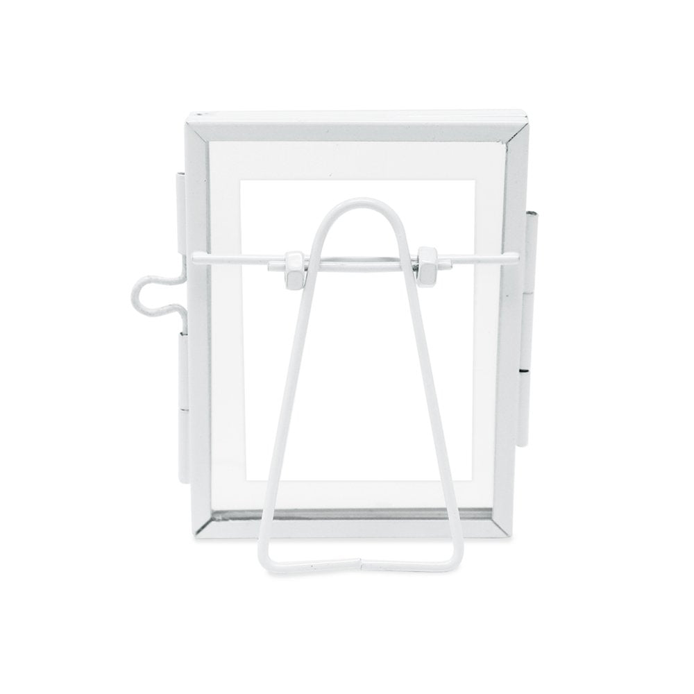 Isaac Jacobs Modern Style Brass and Glass, Pressed Glass, Metal Floating Desk Photo Frame with Locket Closure for Pictures, Art, Mementos &amp; Keepsakes