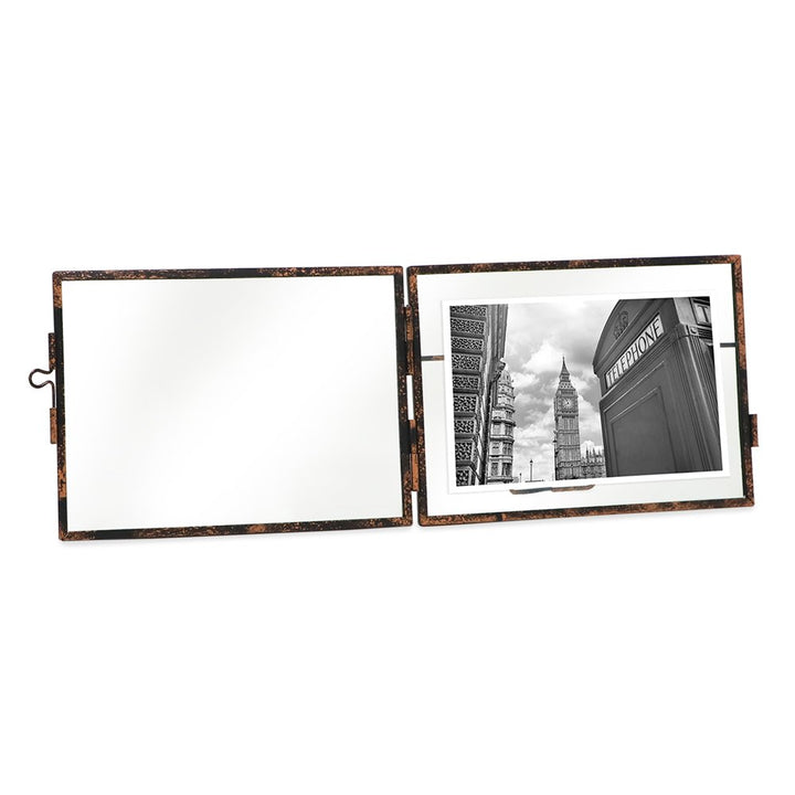Isaac Jacobs Vintage Style Brass and Glass, Metal Floating Picture Frame with Locket Closure, for Photos, Art, &amp; More, Tabletop Display