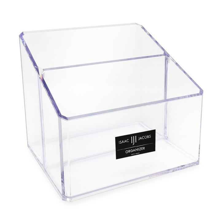 Isaac Jacobs Clear Acrylic Organizer, Remote Holder &amp; Multi-Functional Makeup, Brush, Pen &amp; Pencil Storage Solution, for The Home, Bathroom, Office, Child’s Desk