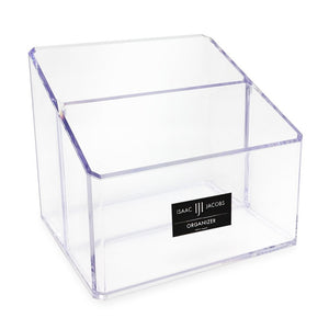 Isaac Jacobs Clear Acrylic Organizer, Remote Holder & Multi-Functional Makeup, Brush, Pen & Pencil Storage Solution, for The Home, Bathroom, Office, Child’s Desk