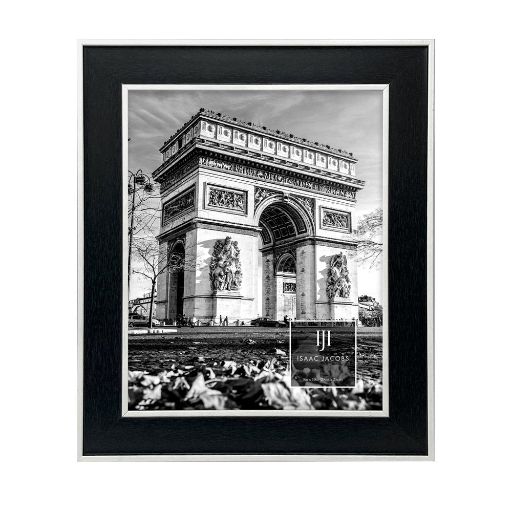 Isaac Jacobs (Vertical &amp; Horizontal) Double Border Picture Frame w/ Black Fabric Easel, Wall-Mountable, Made for Tabletop &amp; Gallery, Home or Office