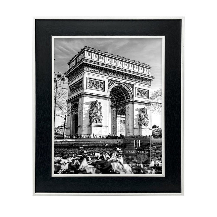 Isaac Jacobs (Vertical &amp; Horizontal) Double Border Picture Frame w/ Black Fabric Easel, Wall-Mountable, Made for Tabletop &amp; Gallery, Home or Office