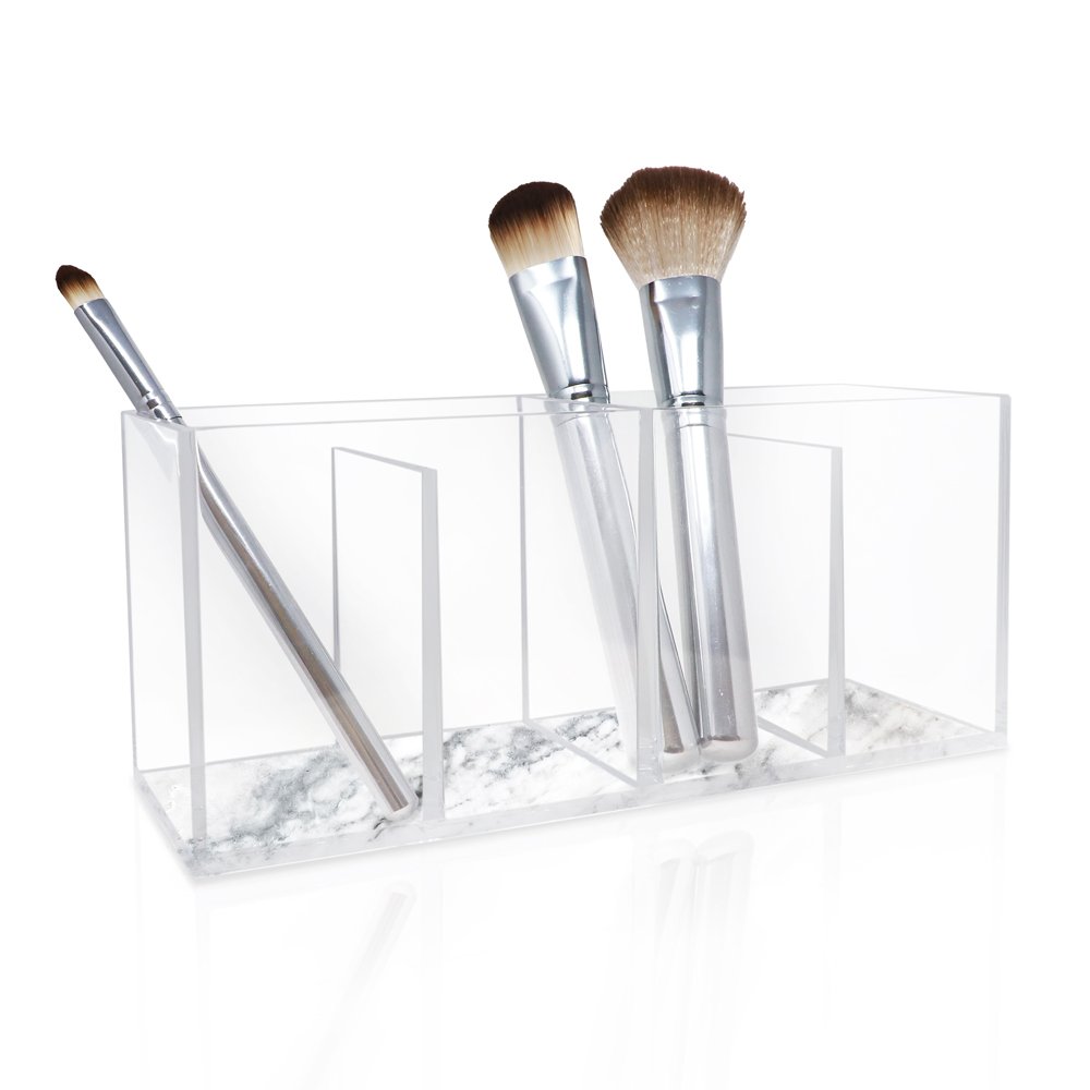 Isaac Jacobs 4-Compartment Clear Acrylic Organizer- Makeup Brush