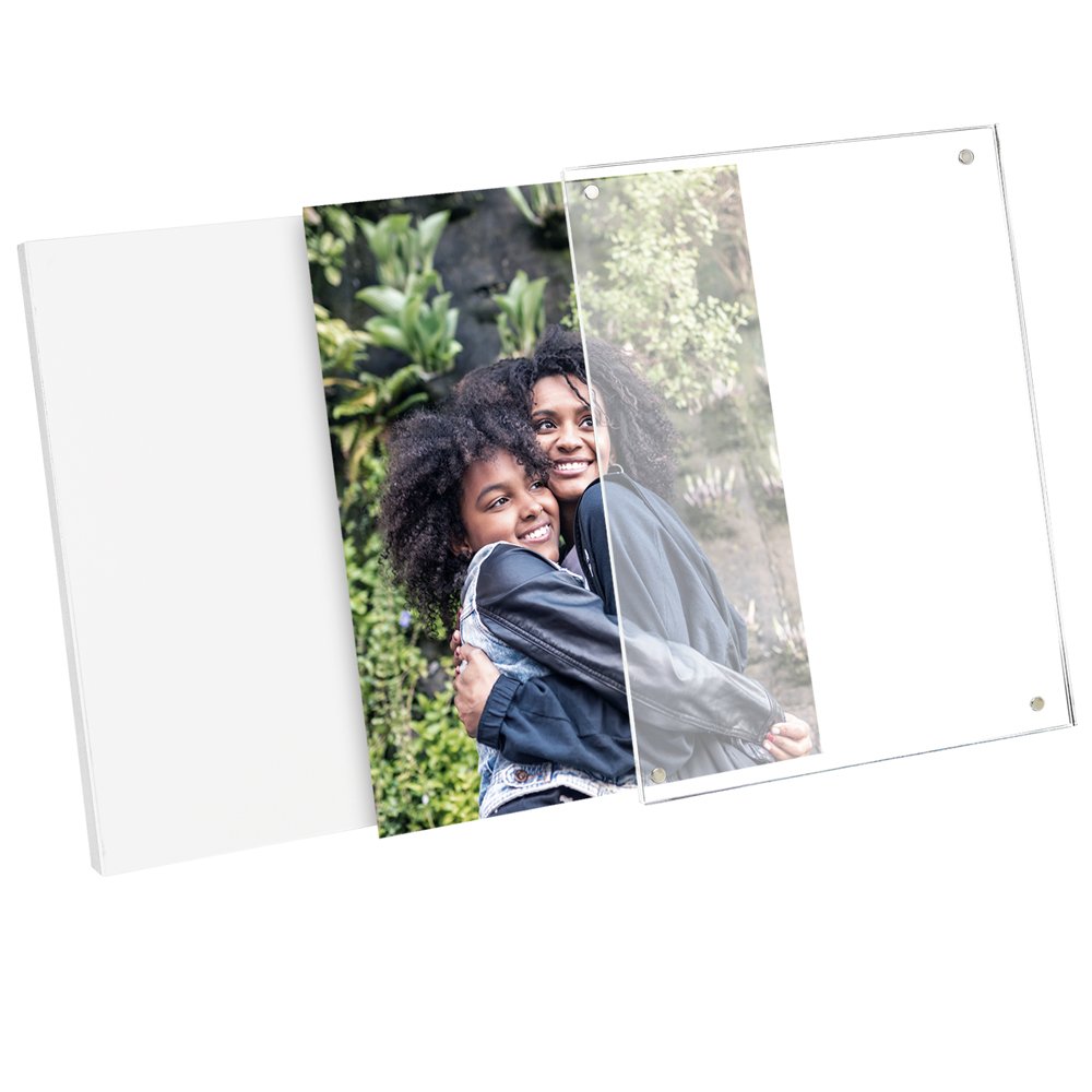 Isaac Jacobs Wood Acrylic Picture Frame, Magnetic Photo Frame with Easel, Made for Tabletop Display