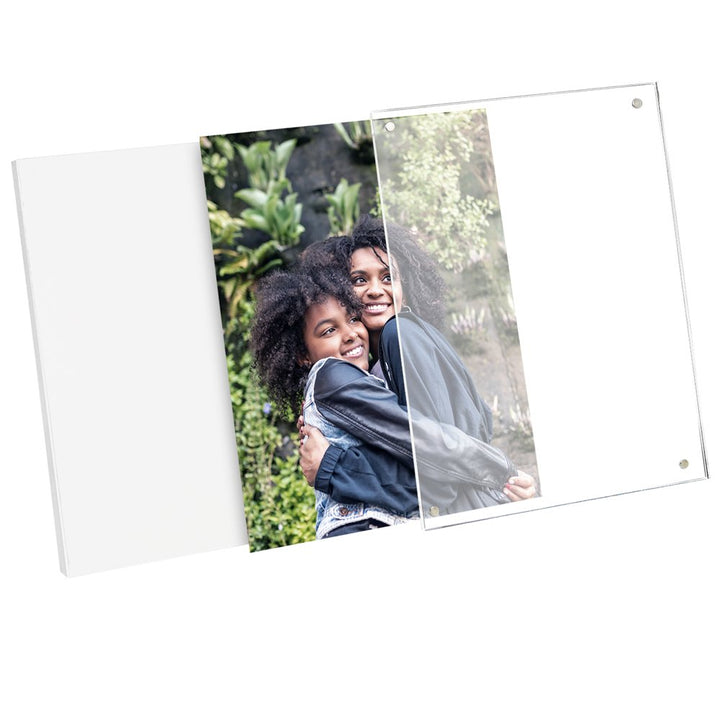 Isaac Jacobs Wood Acrylic Picture Frame, Magnetic Photo Frame with Easel, Made for Tabletop Display