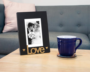 Isaac Jacobs Wood Sentiments “Love” Picture Frame, Photo Gift for Loved Ones, Family, Display on Tabletop, Desk