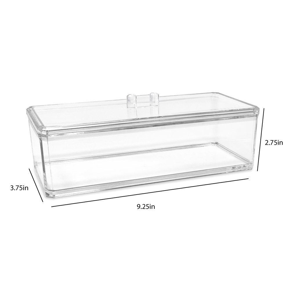 Isaac Jacobs Clear Acrylic Rectangular Stackable Storage Organizer with Lid, Multi-Functional, Bathroom, Kitchen, Home, Office, Desk, Drawers