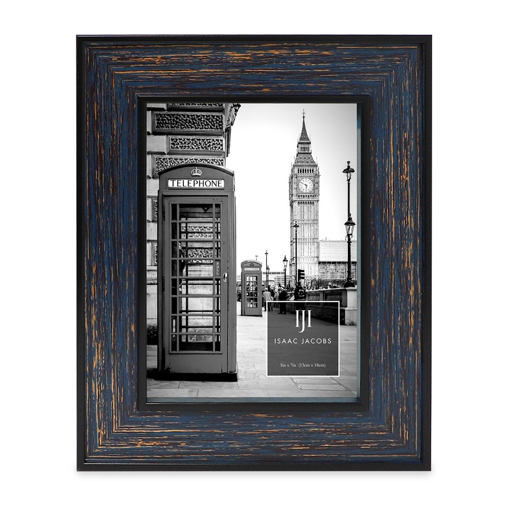 Isaac Jacobs (Vertical &amp; Horizontal) Double Border Picture Frame w/ Black Fabric Easel, Wall-Mountable, Made for Tabletop &amp; Gallery, Home or Office