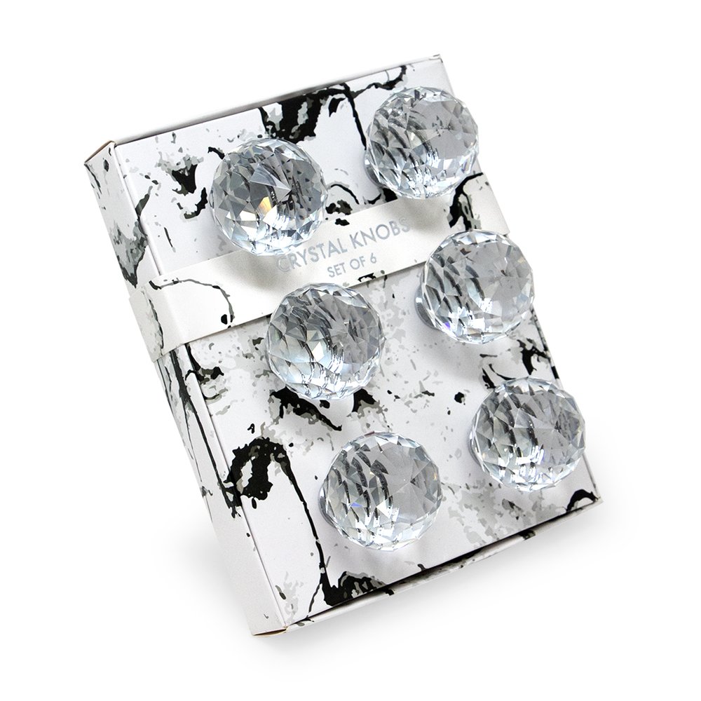 Isaac Jacobs Round Ball Shape (53 MM) Crystal Knobs Set, Cabinet Knobs with Screws, Drawer Pulls, Glass for Dresser, Bathroom, Bedroom, Kitchen, Living Room &amp; More