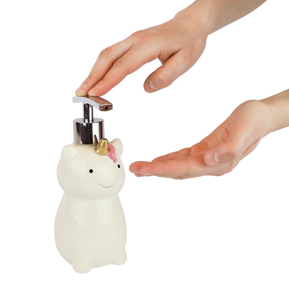 Isaac Jacobs Ceramic, Liquid Soap Pump/Lotion Dispenser with Silver Metal Pump, Great for Bathroom, Kitchen Countertop, Bath Accessory