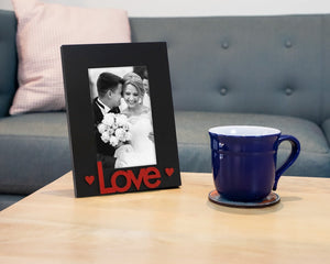 Isaac Jacobs Wood Sentiments “Love” Picture Frame, Photo Gift for Loved Ones, Family, Display on Tabletop, Desk