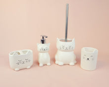 Isaac Jacobs Ceramic Cat Makeup Brush Holder, Multi-Purpose Organizer. Bathroom, Kitchen, Bedroom, Office Décor