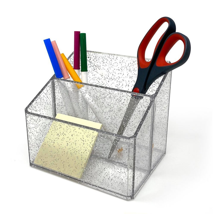 Isaac Jacobs Clear Acrylic Organizer, Remote Holder &amp; Multi-Functional Makeup, Brush, Pen &amp; Pencil Storage Solution, for The Home, Bathroom, Office, Child’s Desk