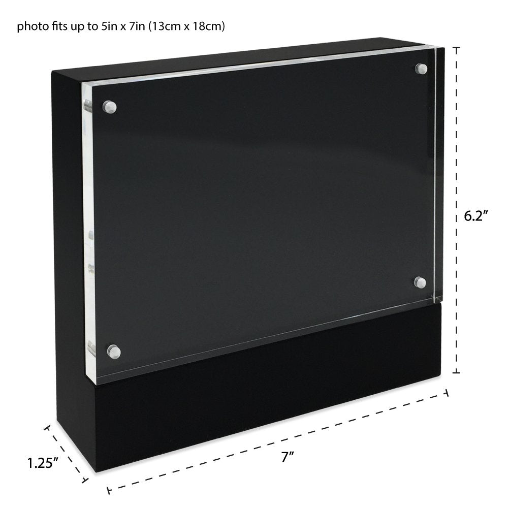 Isaac Jacobs Wood Block Acrylic Picture Frame, Magnetic Photo Frame, Made For Tabletop Display