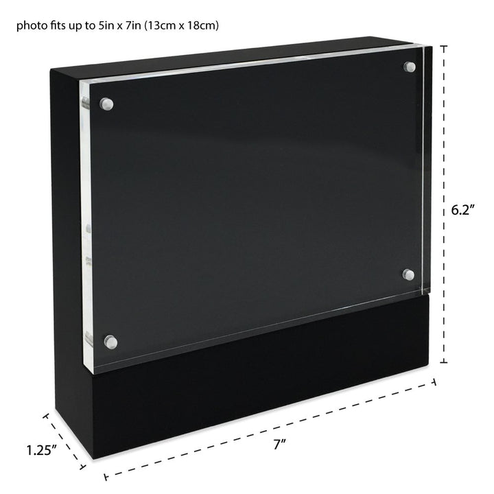 Isaac Jacobs Wood Block Acrylic Picture Frame, Magnetic Photo Frame, Made For Tabletop Display