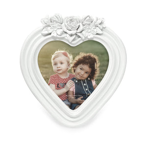 Isaac Jacobs 4x4 Heart-Shaped Resin Picture Frame with Rose Design, Decorative Photo Frame, Tabletop & Wall Display, Hanging Display & Home Décor