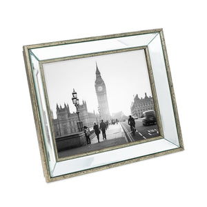 Isaac Jacobs Beveled Mirror Picture Frame - Classic Mirrored Frame with Deep Slanted Angle Made for Wall Décor Display, Photo Gallery and Wall Art