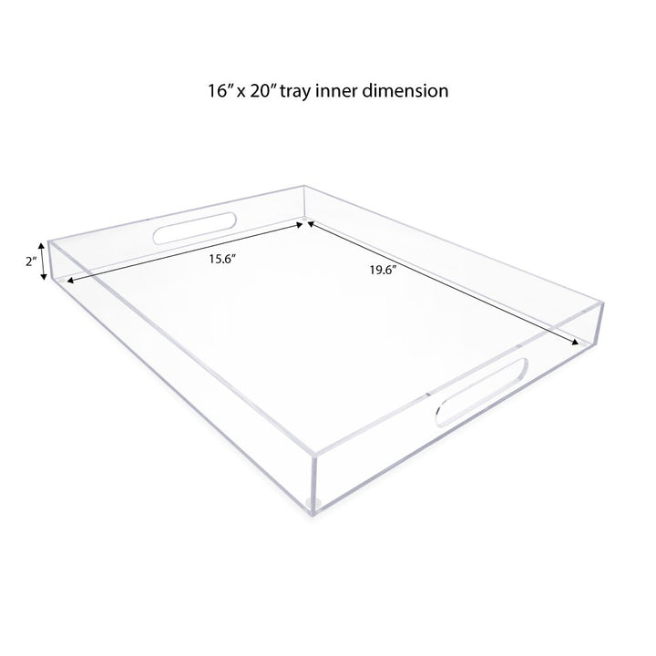 Isaac Jacobs Clear Acrylic Serving Tray with Cutout Handles, Spill-Proof, Stackable Organizer, Space-Saver, Food &amp; Drinks Server, Indoors/Outdoors, Lucite Storage Décor &amp; More