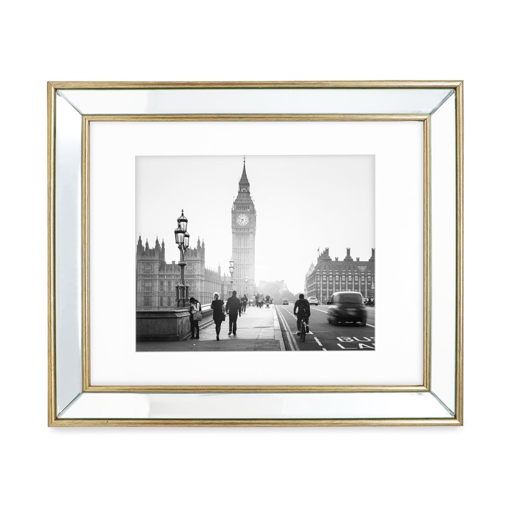 Isaac Jacobs Beveled Mirror Picture Frame - Classic Mirrored Frame with Deep Slanted Angle Made for Wall Décor Display, Photo Gallery and Wall Art