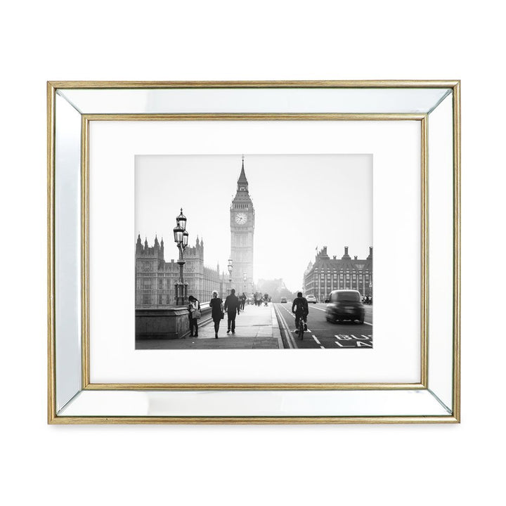 Isaac Jacobs Beveled Mirror Picture Frame - Classic Mirrored Frame with Deep Slanted Angle Made for Wall Décor Display, Photo Gallery and Wall Art