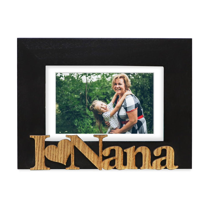 Isaac Jacobs Wood Sentiments “I Love Nana” Picture Frame, Photo Gift for Nana, Grandma, Family, Display on Tabletop, Desk