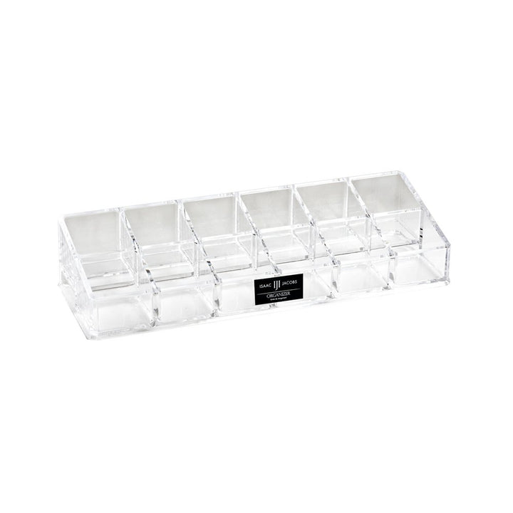 Isaac Jacobs Clear Acrylic Lipstick and Nail Polish Holder, Organizer for Makeup, Essential Oils, Storage Solution, Rack Display