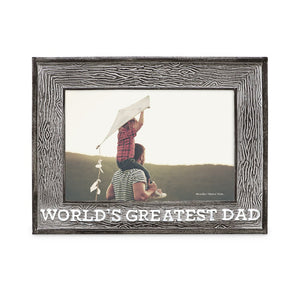 Isaac Jacobs 4” x 6” Resin Sentiments World’s Greatest Dad Picture Frame, Horizontal Keepsake Photo Frame with Easel and Hanging Tabs for Tabletop, Desktop & Wall Display