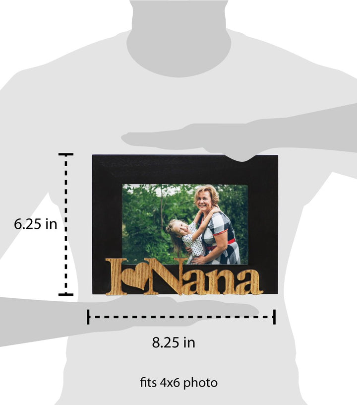 Isaac Jacobs Wood Sentiments “I Love Nana” Picture Frame, Photo Gift for Nana, Grandma, Family, Display on Tabletop, Desk