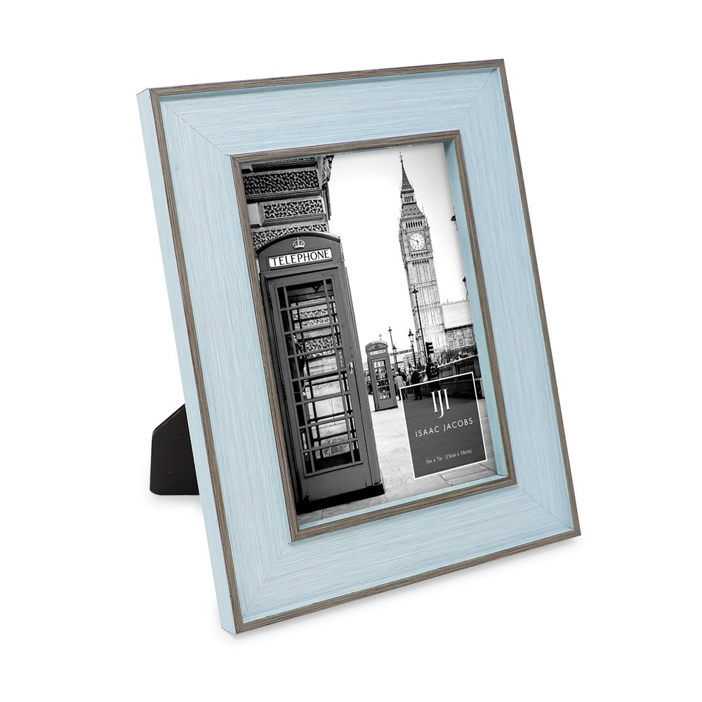 Isaac Jacobs (Vertical &amp; Horizontal) Double Border Picture Frame w/ Black Fabric Easel, Wall-Mountable, Made for Tabletop &amp; Gallery, Home or Office