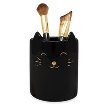 Isaac Jacobs Ceramic Cat Makeup Brush Holder, Multi-Purpose Organizer. Bathroom, Kitchen, Bedroom, Office Décor