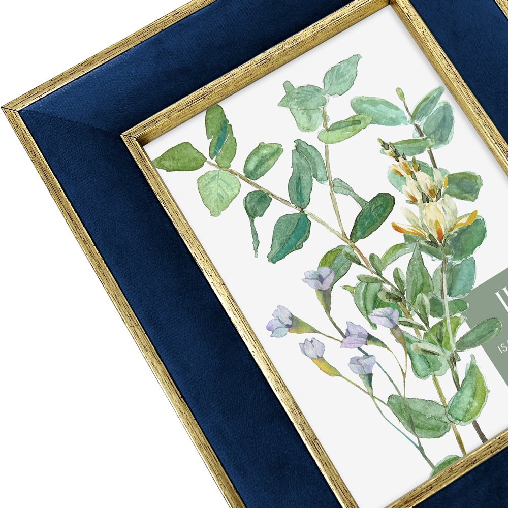 Isaac Jacobs Velvet Picture Frame with Metallic Double Border, Photo Frame, Horizontal &amp; Vertical, Made for Tabletop &amp; Wall Display, for Home and Office