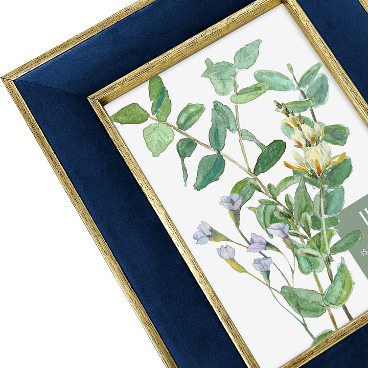 Isaac Jacobs Velvet Picture Frame with Metallic Double Border, Photo Frame, Horizontal &amp; Vertical, Made for Tabletop &amp; Wall Display, for Home and Office