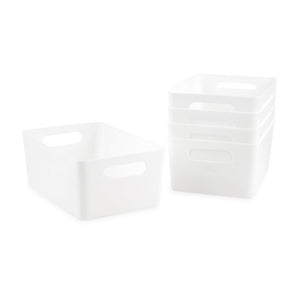 Isaac Jacobs Storage Bin Set w/ Cut-Out Handles, Plastic Organizer, Multi-Use, Home, Office, Pantry, Closet, Kitchen, Fridge/Freezer, BPA Free, Food Safe