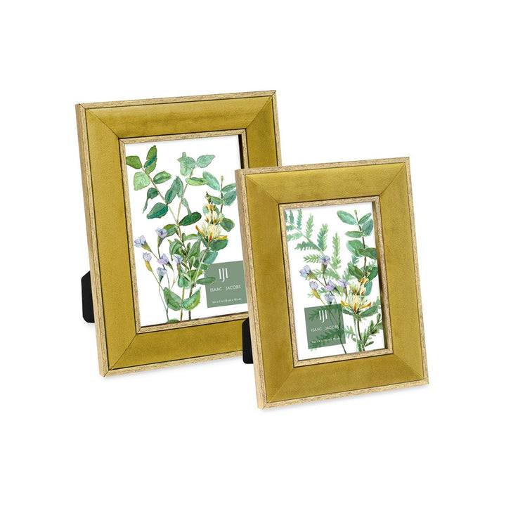 Isaac Jacobs Velvet Picture Frame with Metallic Double Border, Photo Frame, Horizontal &amp; Vertical, Made for Tabletop &amp; Wall Display, for Home and Office