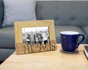 Isaac Jacobs Wood Sentiments “Friends” Picture Frame, Photo Gift for Friend, Display on Tabletop, Desk