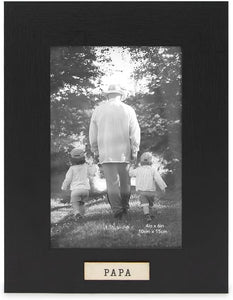 Isaac Jacobs Wood Sentiments "Papa" Picture Frame, Keepsake Photo Frame with Easel and a Hanging Tabs for Tabletop, Desktop & Wall Display